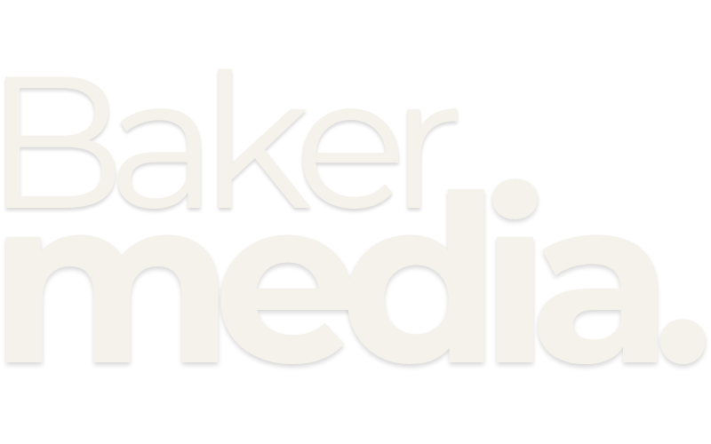 Baker Media White Logo
