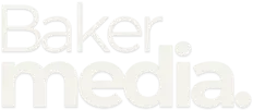 Baker Media White Logo