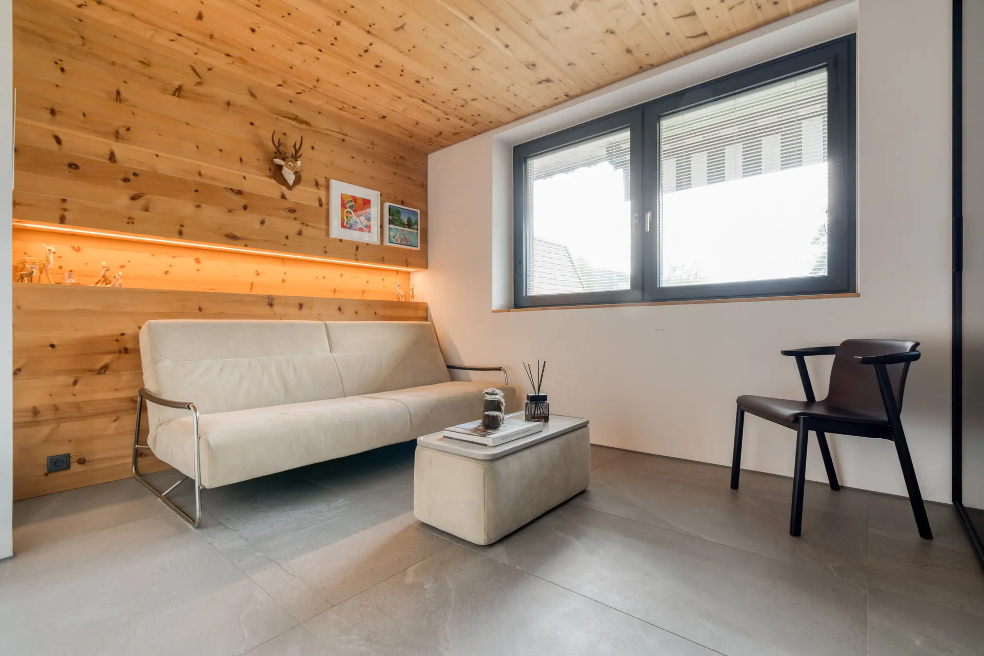 Alpine lounge window chair in Hinterstoder luxury ski residence