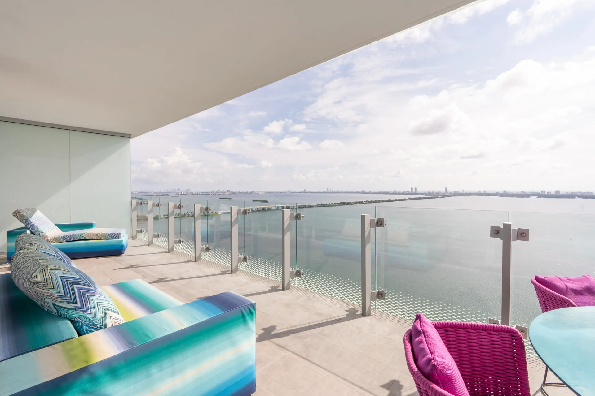 Penthouse terrace overlooking Biscayne Bay in Miami
